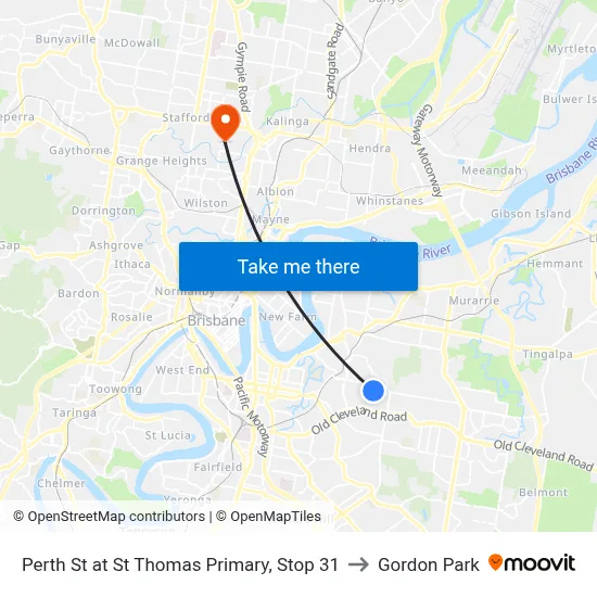 Perth St at St Thomas Primary, Stop 31 to Gordon Park map