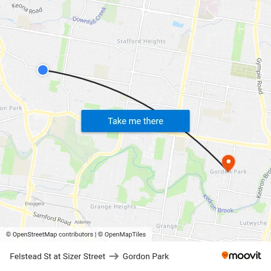 Felstead St at Sizer Street to Gordon Park map
