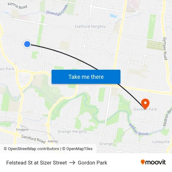 Felstead St at Sizer Street to Gordon Park map