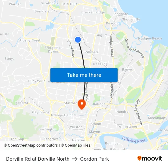 Dorville Rd at Dorville North to Gordon Park map