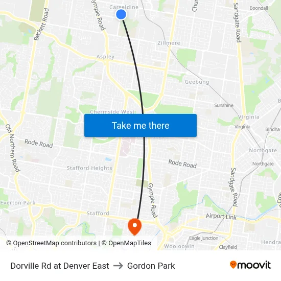 Dorville Rd at Denver East to Gordon Park map