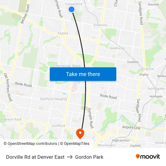 Dorville Rd at Denver East to Gordon Park map