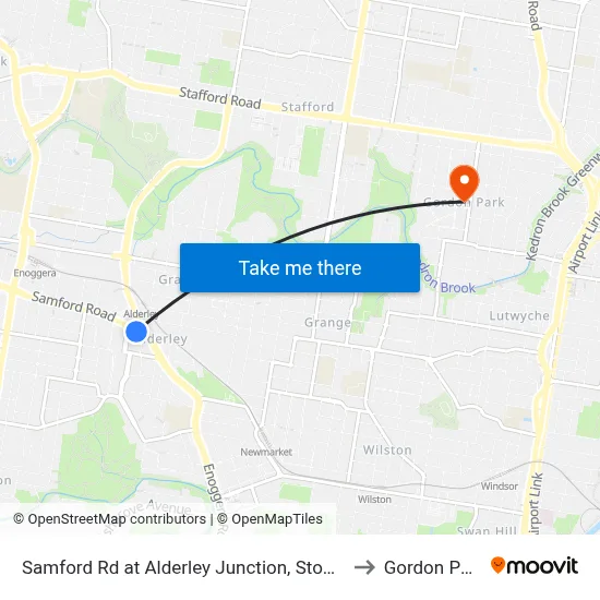 Samford Rd at Alderley Junction, Stop 26 to Gordon Park map