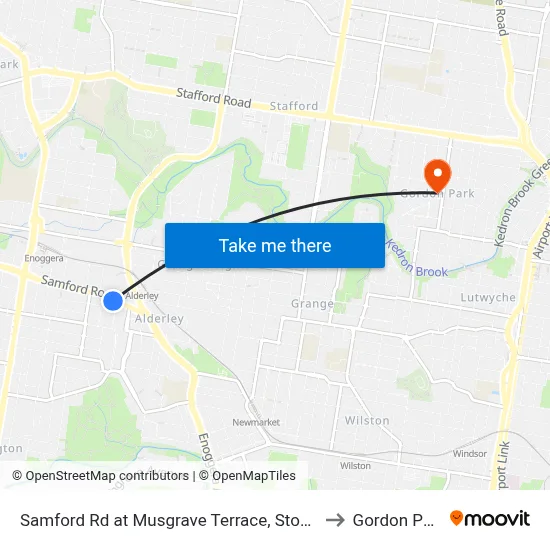 Samford Rd at Musgrave Terrace, Stop 27 to Gordon Park map