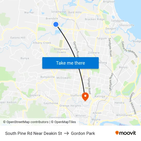 South Pine Rd Near Deakin St to Gordon Park map