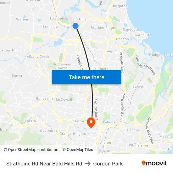 Strathpine Rd Near Bald Hills Rd to Gordon Park map