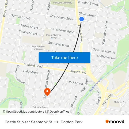 Castle St Near Seabrook St to Gordon Park map