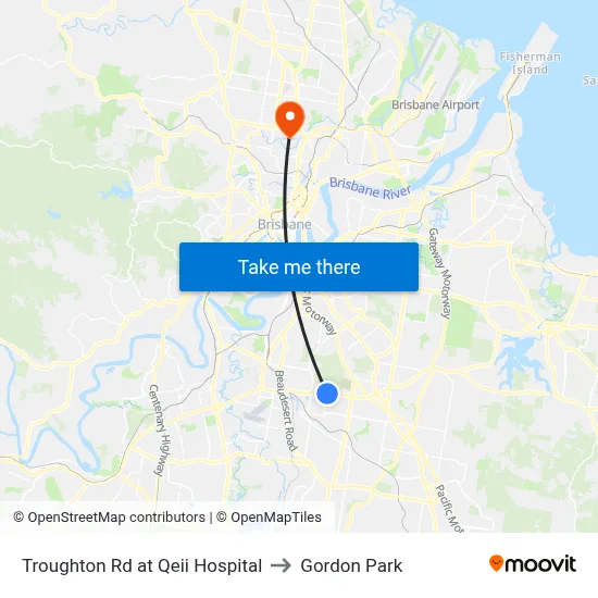 Troughton Rd at Qeii Hospital to Gordon Park map