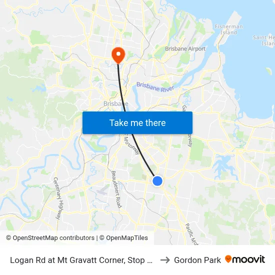 Logan Rd at Mt Gravatt Corner, Stop 44 to Gordon Park map