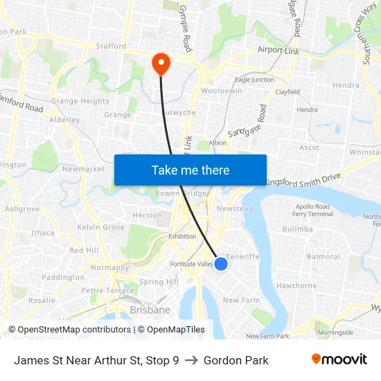James St Near Arthur St, Stop 9 to Gordon Park map