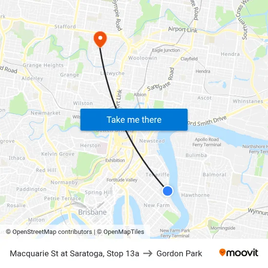 Macquarie St at Saratoga, Stop 13a to Gordon Park map
