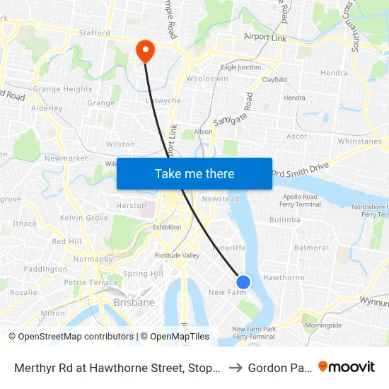 Merthyr Rd at Hawthorne Street, Stop 13 to Gordon Park map
