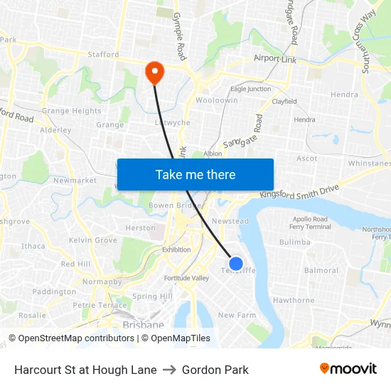 Harcourt St at Hough Lane to Gordon Park map