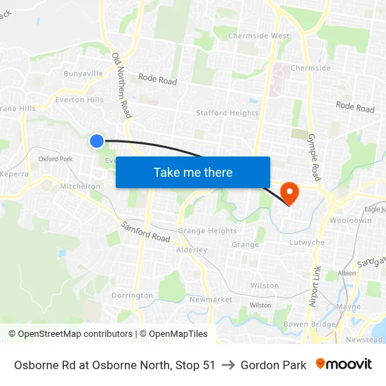 Osborne Rd at Osborne North, Stop 51 to Gordon Park map