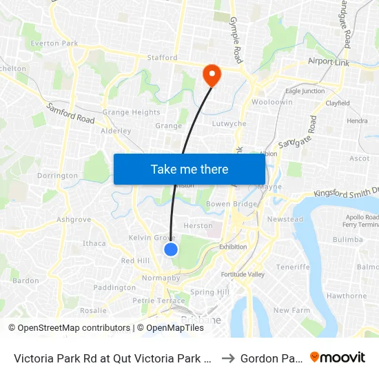 Victoria Park Rd at Qut Victoria Park Rd to Gordon Park map