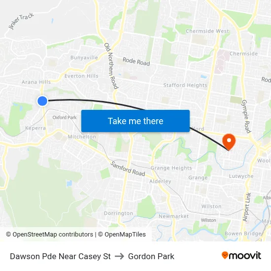 Dawson Pde Near Casey St to Gordon Park map