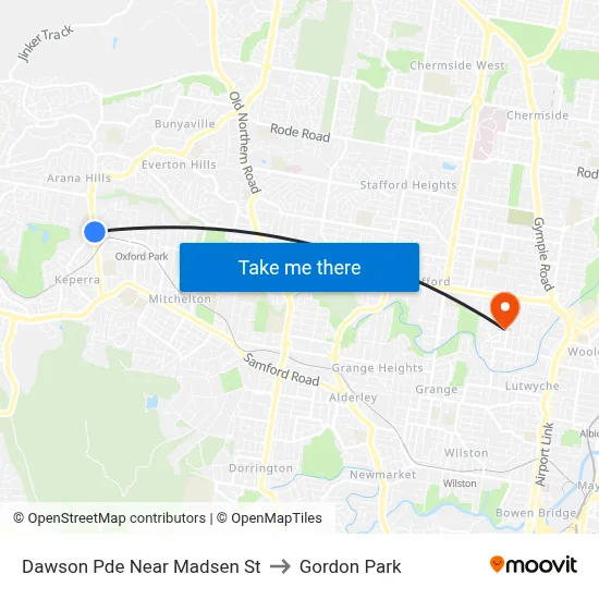 Dawson Pde Near Madsen St to Gordon Park map