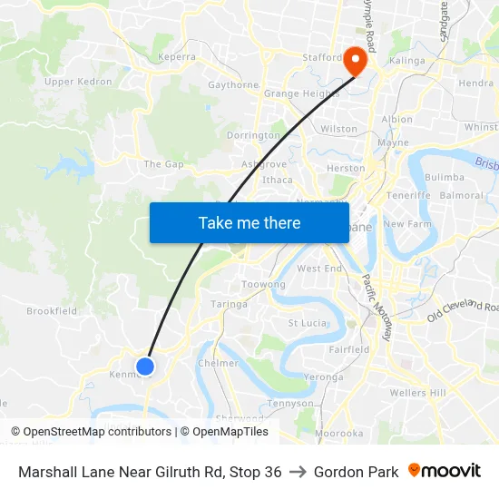 Marshall Lane Near Gilruth Rd, Stop 36 to Gordon Park map