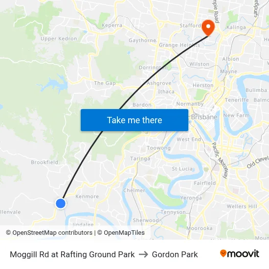 Moggill Rd at Rafting Ground Park to Gordon Park map