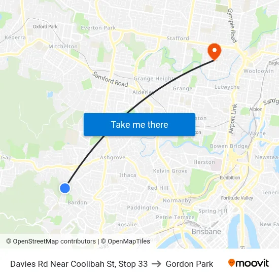 Davies Rd Near Coolibah St, Stop 33 to Gordon Park map