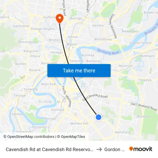 Cavendish Rd at Cavendish Rd Reservoir, Stop 40 to Gordon Park map