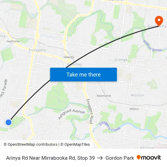 Arinya Rd Near Mirrabooka Rd, Stop 39 to Gordon Park map
