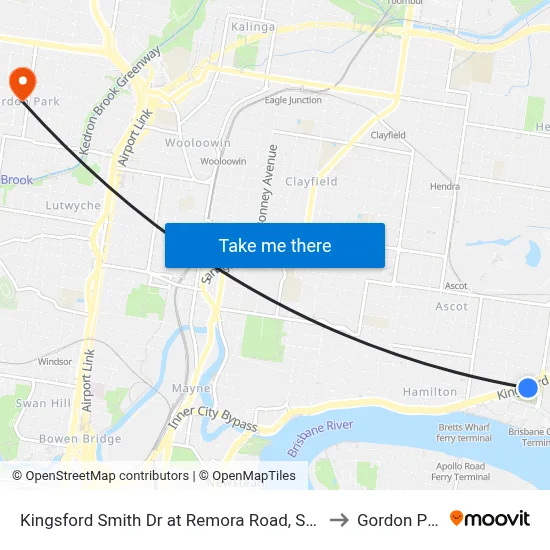 Kingsford Smith Dr at Remora Road, Stop 29 to Gordon Park map