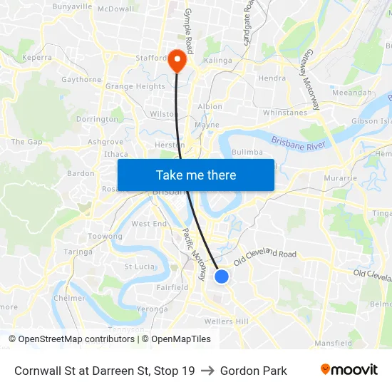 Cornwall St at Darreen St, Stop 19 to Gordon Park map