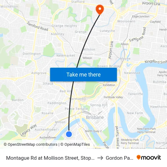 Montague Rd at Mollison Street, Stop 6 to Gordon Park map