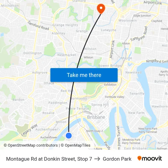 Montague Rd at Donkin Street, Stop 7 to Gordon Park map