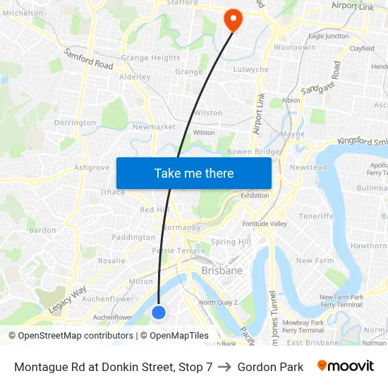 Montague Rd at Donkin Street, Stop 7 to Gordon Park map