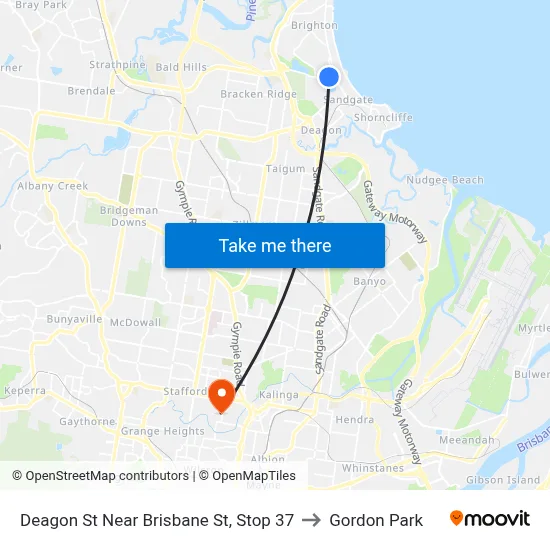 Deagon St Near Brisbane St, Stop 37 to Gordon Park map