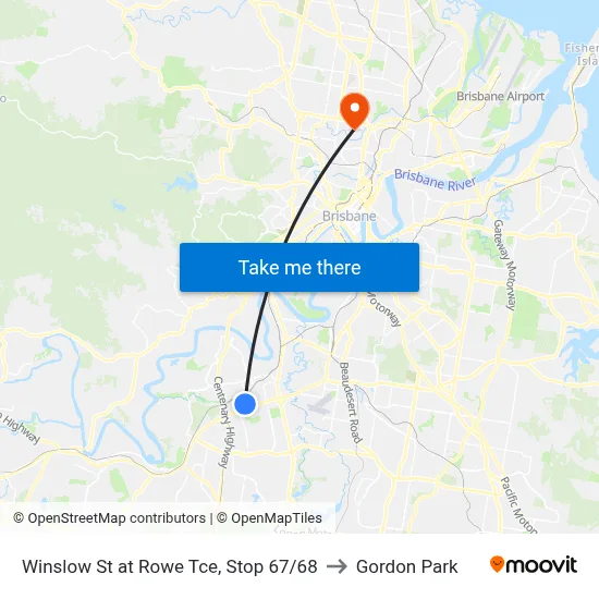 Winslow St at Rowe Tce, Stop 67/68 to Gordon Park map
