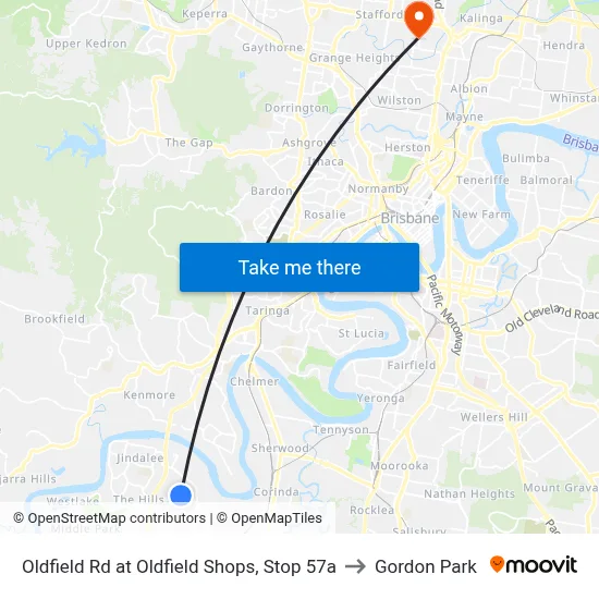 Oldfield Rd at Oldfield Shops, Stop 57a to Gordon Park map
