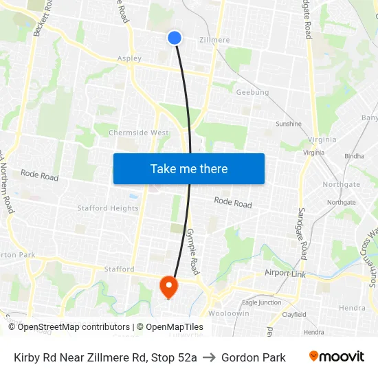 Kirby Rd Near Zillmere Rd, Stop 52a to Gordon Park map