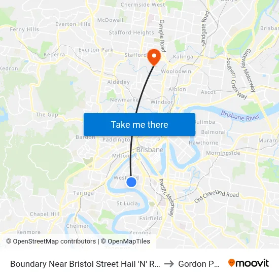 Boundary Near Bristol Street Hail 'N' Ride to Gordon Park map
