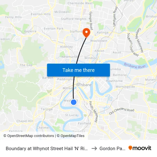 Boundary at Whynot Street Hail 'N' Ride to Gordon Park map