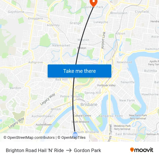 Brighton Road Hail 'N' Ride to Gordon Park map