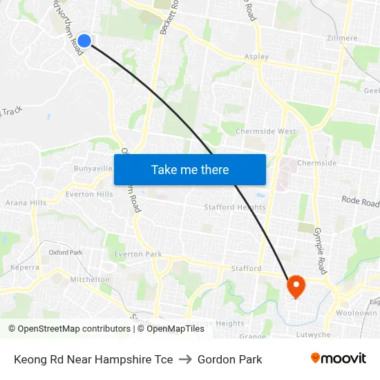 Keong Rd Near Hampshire Tce to Gordon Park map