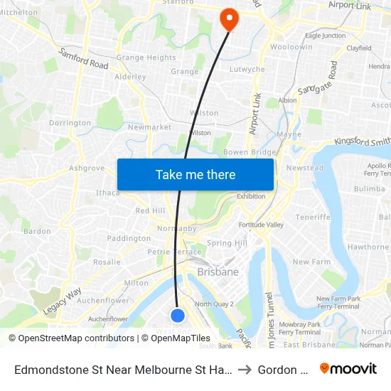 Edmondstone St Near Melbourne St Hail 'N' Ride to Gordon Park map