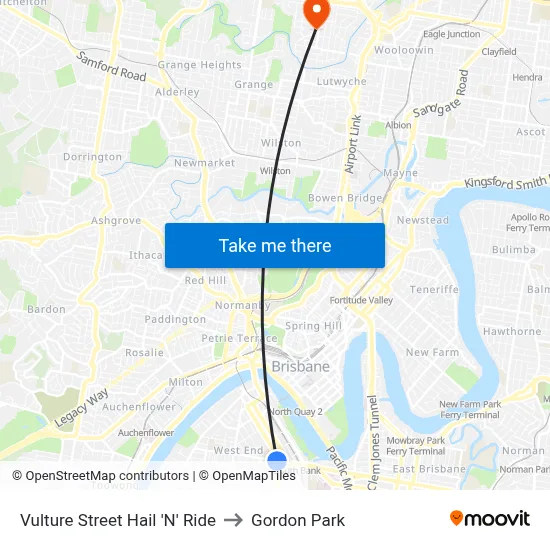 Vulture Street Hail 'N' Ride to Gordon Park map