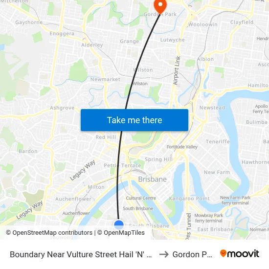 Boundary Near Vulture Street Hail 'N' Ride to Gordon Park map