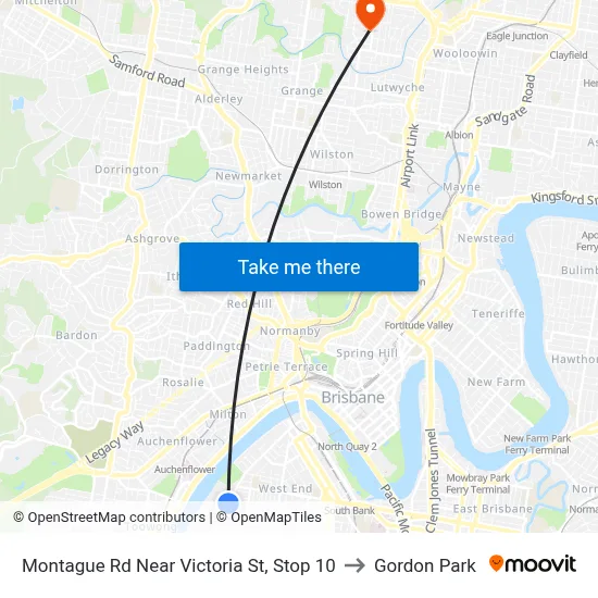 Montague Rd Near Victoria St, Stop 10 to Gordon Park map