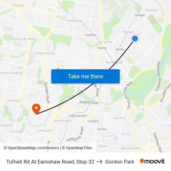 Tufnell Rd At Earnshaw Road, Stop 32 to Gordon Park map