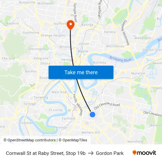 Cornwall St at Raby Street, Stop 19b to Gordon Park map