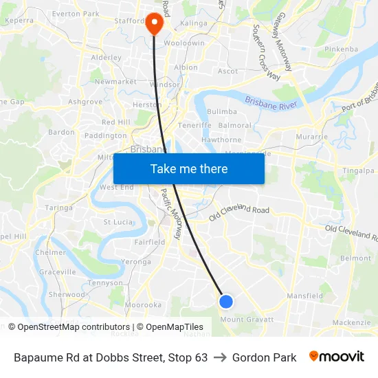 Bapaume Rd at Dobbs Street, Stop 63 to Gordon Park map