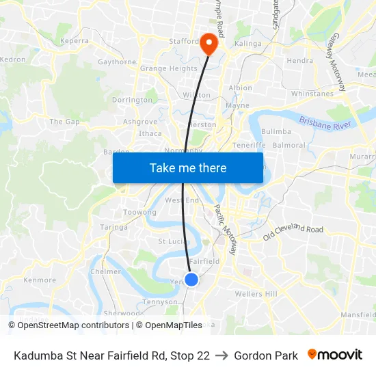 Kadumba St Near Fairfield Rd, Stop 22 to Gordon Park map