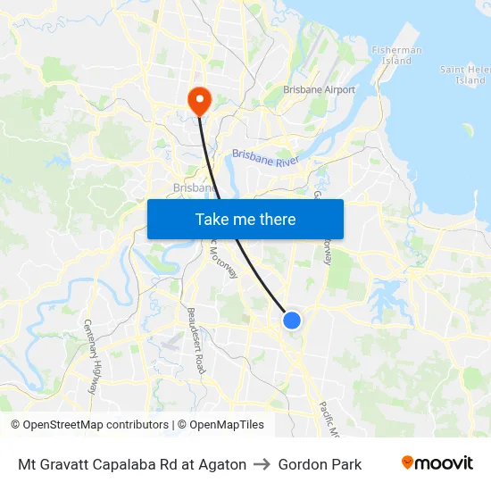 Mt Gravatt Capalaba Rd at Agaton to Gordon Park map