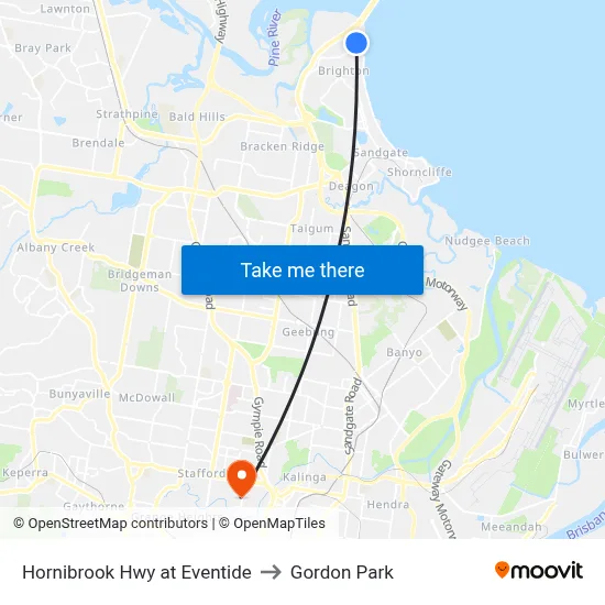 Hornibrook Hwy at Eventide to Gordon Park map