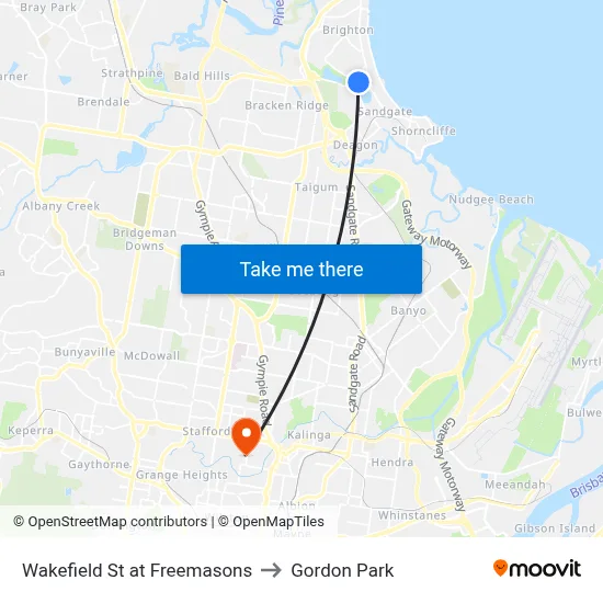Wakefield St at Freemasons to Gordon Park map